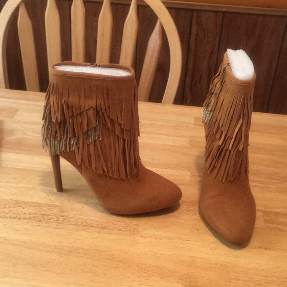 Gianni Bini Cognac Leather Suede Booties